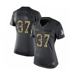 Women's Baltimore Ravens #37 Iman Marshall Limited Black 2016 Salute to Service Football Jersey