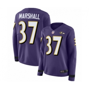 Women's Baltimore Ravens #37 Iman Marshall Limited Purple Therma Long Sleeve Football Jersey