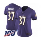 Women's Baltimore Ravens #37 Iman Marshall Purple Team Color Vapor Untouchable Limited Player 100th Season Football Jersey