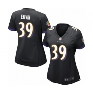 Women's Baltimore Ravens #39 Tyler Ervin Game Black Alternate Football Jersey