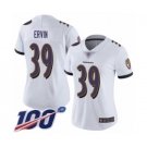 Women's Baltimore Ravens #39 Tyler Ervin White Vapor Untouchable Limited Player 100th Season Football Jersey