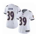 Women's Baltimore Ravens #39 Tyler Ervin White Vapor Untouchable Limited Player Football Jersey