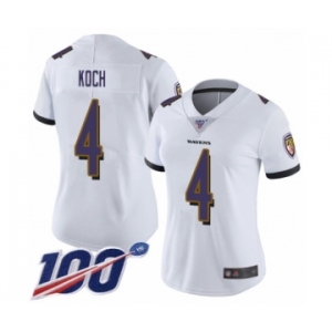 Women's Baltimore Ravens #4 Sam Koch White Vapor Untouchable Limited Player 100th Season Football Jersey