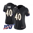 Women's Baltimore Ravens #40 Kenny Young Black Alternate Vapor Untouchable Limited Player 100th Season Football Jersey