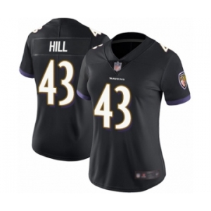 Women's Baltimore Ravens #43 Justice Hill Black Alternate Vapor Untouchable Limited Player Football Jersey