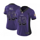 Women's Baltimore Ravens #43 Justice Hill Limited Purple Rush Drift Fashion Football Jersey