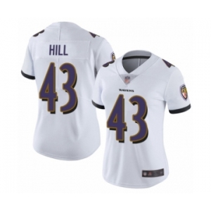 Women's Baltimore Ravens #43 Justice Hill White Vapor Untouchable Limited Player Football Jersey
