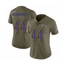 Women's Baltimore Ravens #44 Marlon Humphrey Limited Olive 2017 Salute to Service Football Jersey