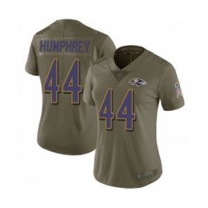 Women's Baltimore Ravens #44 Marlon Humphrey Limited Olive 2017 Salute to Service Football Jersey