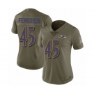 Women's Baltimore Ravens #45 Jaylon Ferguson Limited Olive 2017 Salute to Service Football Jersey