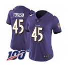 Women's Baltimore Ravens #45 Jaylon Ferguson Purple Team Color Vapor Untouchable Limited Player 100th Season Football Jersey