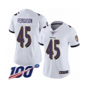 Women's Baltimore Ravens #45 Jaylon Ferguson White Vapor Untouchable Limited Player 100th Season Football Jersey