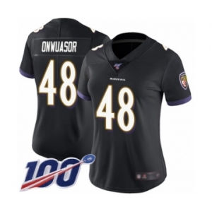 Women's Baltimore Ravens #48 Patrick Onwuasor Black Alternate Vapor Untouchable Limited Player 100th Season Football Jersey