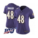 Women's Baltimore Ravens #48 Patrick Onwuasor Purple Team Color Vapor Untouchable Limited Player 100th Season Football Jersey