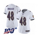 Women's Baltimore Ravens #48 Patrick Onwuasor White Vapor Untouchable Limited Player 100th Season Football Jersey