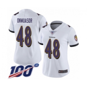 Women's Baltimore Ravens #48 Patrick Onwuasor White Vapor Untouchable Limited Player 100th Season Football Jersey