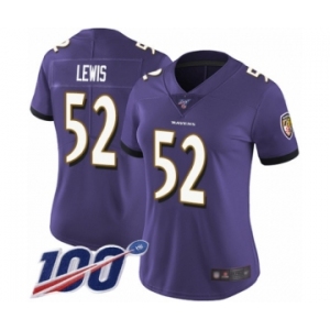 Women's Baltimore Ravens #52 Ray Lewis Purple Team Color Vapor Untouchable Limited Player 100th Season Football Jersey