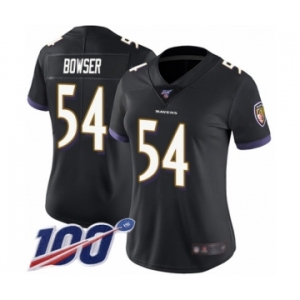 Women's Baltimore Ravens #54 Tyus Bowser Black Alternate Vapor Untouchable Limited Player 100th Season Football Jersey