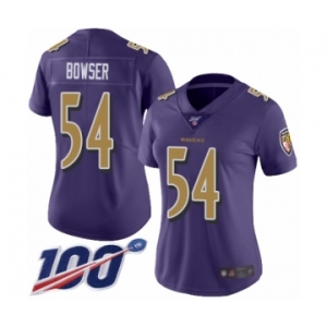 Women's Baltimore Ravens #54 Tyus Bowser Limited Purple Rush Vapor Untouchable 100th Season Football Jersey