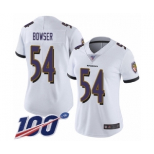 Women's Baltimore Ravens #54 Tyus Bowser White Vapor Untouchable Limited Player 100th Season Football Jersey