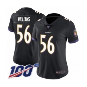 Women's Baltimore Ravens #56 Tim Williams Black Alternate Vapor Untouchable Limited Player 100th Season Football Jersey