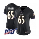 Women's Baltimore Ravens #65 Nico Siragusa Black Alternate Vapor Untouchable Limited Player 100th Season Football Jersey