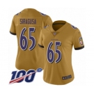 Women's Baltimore Ravens #65 Nico Siragusa Limited Gold Inverted Legend 100th Season Football Jersey