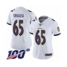 Women's Baltimore Ravens #65 Nico Siragusa White Vapor Untouchable Limited Player 100th Season Football Jersey