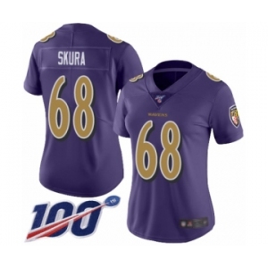 Women's Baltimore Ravens #68 Matt Skura Limited Purple Rush Vapor Untouchable 100th Season Football Jersey