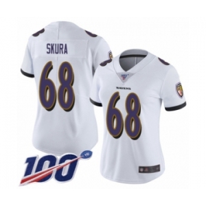 Women's Baltimore Ravens #68 Matt Skura White Vapor Untouchable Limited Player 100th Season Football Jersey