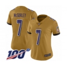 Women's Baltimore Ravens #7 Trace McSorley Limited Gold Inverted Legend 100th Season Football Jersey