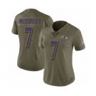 Women's Baltimore Ravens #7 Trace McSorley Limited Olive 2017 Salute to Service Football Jersey