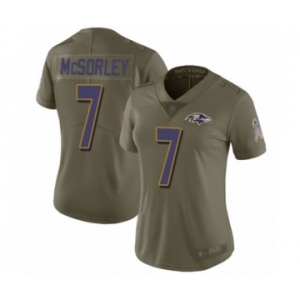 Women's Baltimore Ravens #7 Trace McSorley Limited Olive 2017 Salute to Service Football Jersey