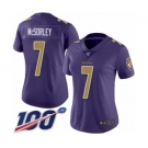 Women's Baltimore Ravens #7 Trace McSorley Limited Purple Rush Vapor Untouchable 100th Season Football Jersey