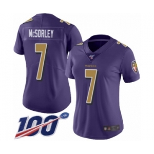 Women's Baltimore Ravens #7 Trace McSorley Limited Purple Rush Vapor Untouchable 100th Season Football Jersey