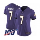 Women's Baltimore Ravens #7 Trace McSorley Purple Team Color Vapor Untouchable Limited Player 100th Season Football Jersey