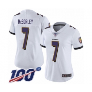 Women's Baltimore Ravens #7 Trace McSorley White Vapor Untouchable Limited Player 100th Season Football Jersey