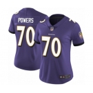 Women's Baltimore Ravens #70 Ben Powers Purple Team Color Vapor Untouchable Limited Player Football Jersey