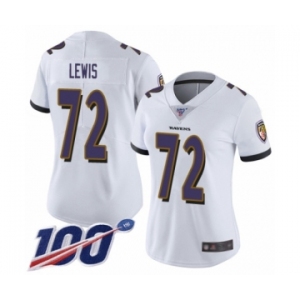 Women's Baltimore Ravens #72 Alex Lewis White Vapor Untouchable Limited Player 100th Season Football Jersey