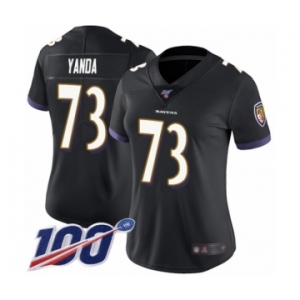 Women's Baltimore Ravens #73 Marshal Yanda Black Alternate Vapor Untouchable Limited Player 100th Season Football Jersey