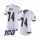 Women's Baltimore Ravens #74 James Hurst White Vapor Untouchable Limited Player 100th Season Football Jersey