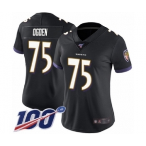 Women's Baltimore Ravens #75 Jonathan Ogden Black Alternate Vapor Untouchable Limited Player 100th Season Football Jersey