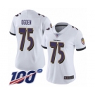 Women's Baltimore Ravens #75 Jonathan Ogden White Vapor Untouchable Limited Player 100th Season Football Jersey