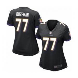 Women's Baltimore Ravens #77 Bradley Bozeman Game Black Alternate Football Jersey