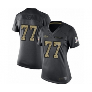 Women's Baltimore Ravens #77 Bradley Bozeman Limited Black 2016 Salute to Service Football Jersey