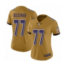 Women's Baltimore Ravens #77 Bradley Bozeman Limited Gold Inverted Legend Football Jersey