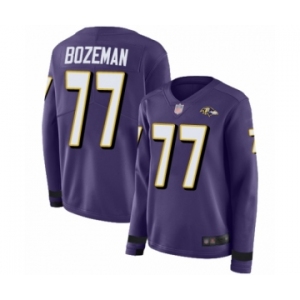 Women's Baltimore Ravens #77 Bradley Bozeman Limited Purple Therma Long Sleeve Football Jersey