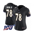 Women's Baltimore Ravens #78 Orlando Brown Jr. Black Alternate Vapor Untouchable Limited Player 100th Season Football Jersey