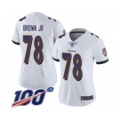 Women's Baltimore Ravens #78 Orlando Brown Jr. White Vapor Untouchable Limited Player 100th Season Football Jersey