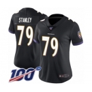 Women's Baltimore Ravens #79 Ronnie Stanley Black Alternate Vapor Untouchable Limited Player 100th Season Football Jersey